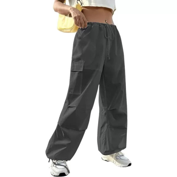 SweatyRocks Women's Drawstring Elastic Waist Wide Leg Pants Casual Loose Cargo Pants with Pockets