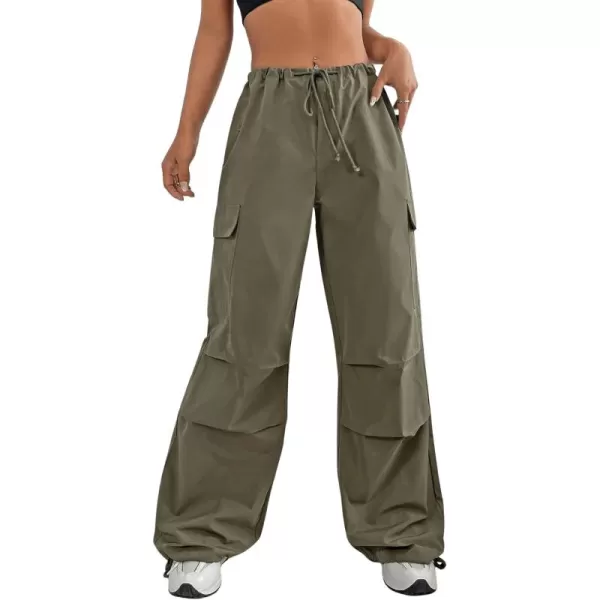 SweatyRocks Women's Drawstring Elastic Waist Wide Leg Pants Casual Loose Cargo Pants with Pockets