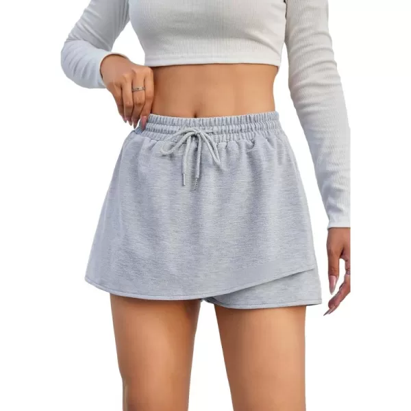 SweatyRocks Women's Drawstring Waist Asymmetrical Hem Sport Skort Solid Workout Skirts Shorts