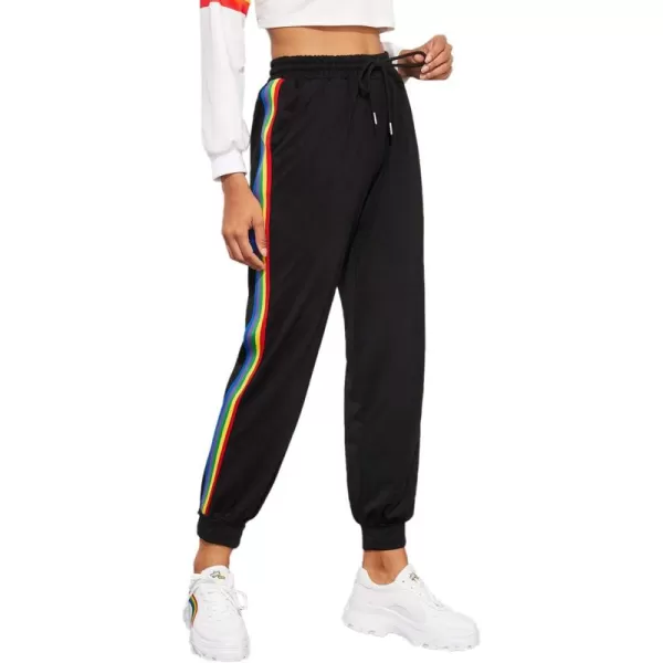 SweatyRocks Women's Drawstring Waist Striped Side Jogger Sweatpants with Pocket