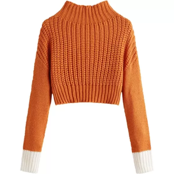 SweatyRocks Women's Drop Shoulder Mock Neck Pullover Sweater Long Sleeve Basic Crop Sweaters