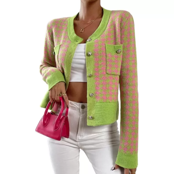 SweatyRocks Women's Elegant Button Down Soft Knit Cardigan Cropped Sweaters Jacket with Pockets