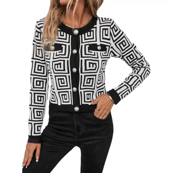 SweatyRocks Women's Elegant Button Down Soft Knit Cardigan Cropped Sweaters Jacket with Pockets
