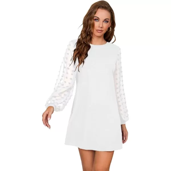 SweatyRocks Women's Elegant Mesh Contrast Long Sleeve A Line Mini Short Dress