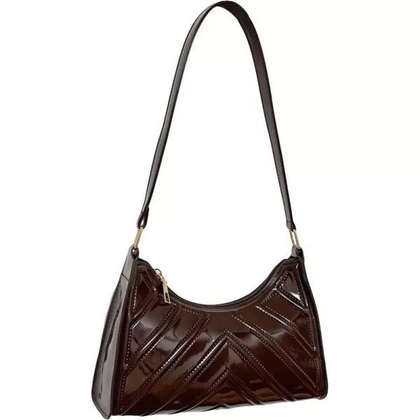SweatyRocks Women's Elegant PU Leather Shoulder Bag Chevron Pattern Zip Top Handbag Mini Bag