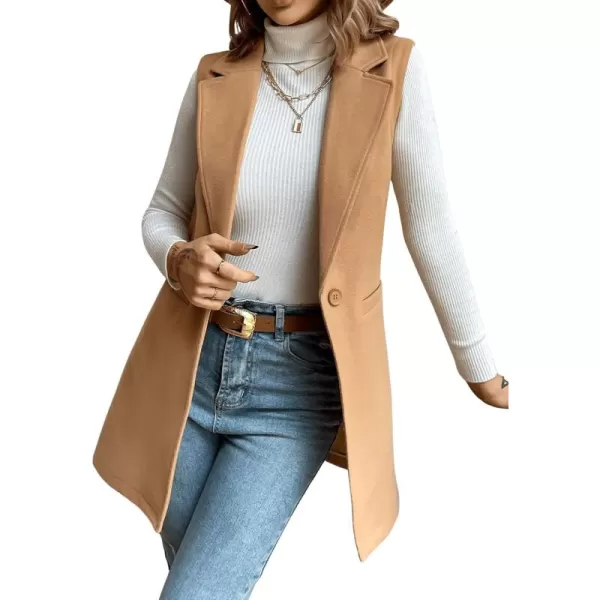 SweatyRocks Women's Elegant Sleeveless Blazer Jacket Vest Open Front Long Cardigan