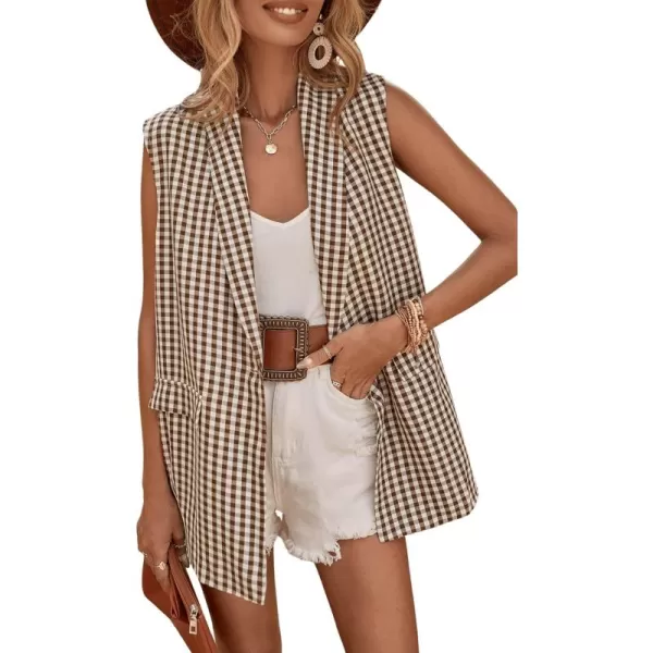 SweatyRocks Women's Elegant Sleeveless Blazer Jacket Vest Open Front Long Cardigan