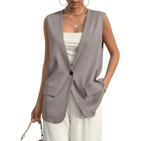 SweatyRocks Women's Elegant Sleeveless Blazer Jacket Vest Open Front Long Cardigan
