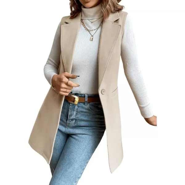 SweatyRocks Women's Elegant Sleeveless Blazer Jacket Vest Open Front Long Cardigan