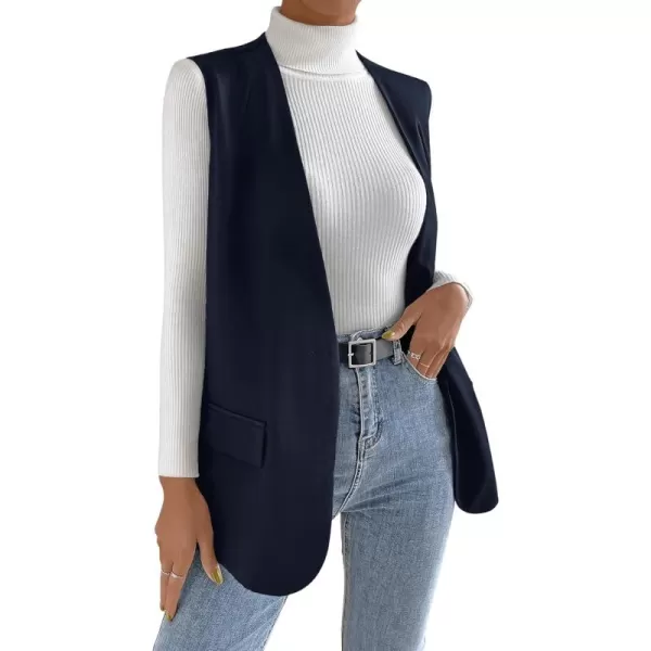 SweatyRocks Women's Elegant Sleeveless Blazer Jacket Vest Open Front Long Cardigan