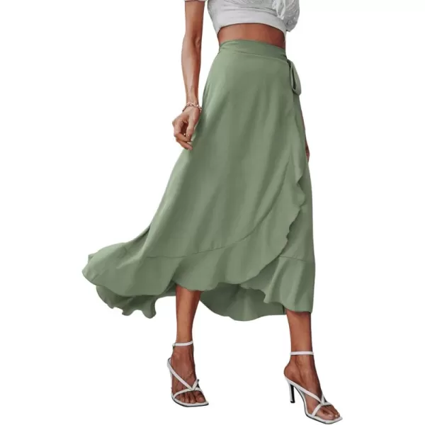 SweatyRocks Women's Elegant Slit Wrap Asymmetrical High Waist Long Skirt A-line Casual Loose Draped Flowy Skirts