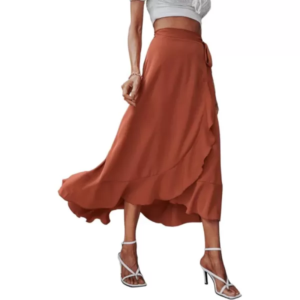 SweatyRocks Women's Elegant Slit Wrap Asymmetrical High Waist Long Skirt A-line Casual Loose Draped Flowy Skirts