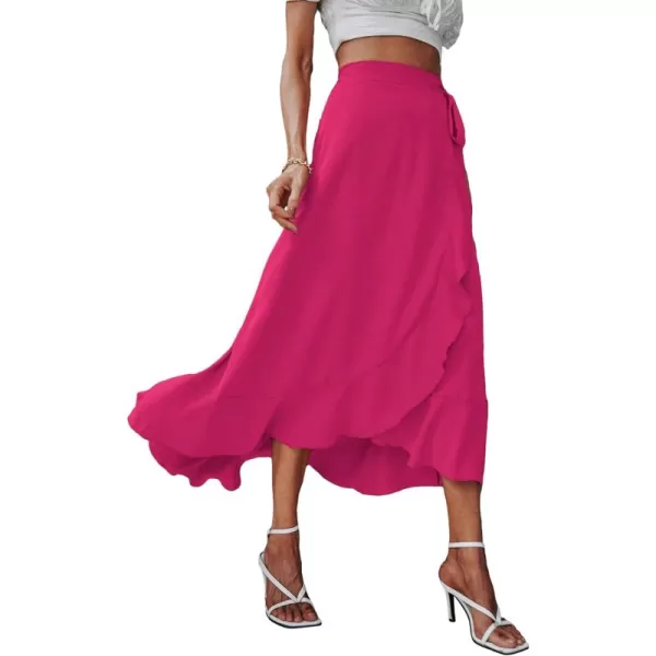 SweatyRocks Women's Elegant Slit Wrap Asymmetrical High Waist Long Skirt A-line Casual Loose Draped Flowy Skirts