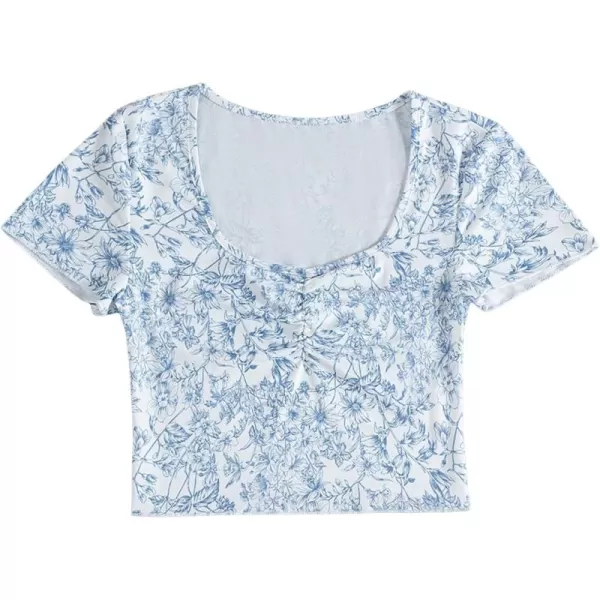 SweatyRocks Women's Embroidered Crop Top Short Sleeve T Shirt