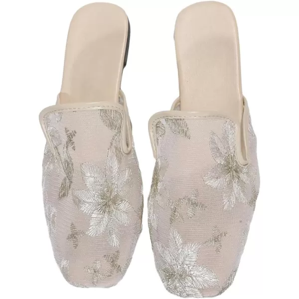 SweatyRocks Women's Floral Print Square Toe Flat Sandals Outdoor Mesh Slides Sandals