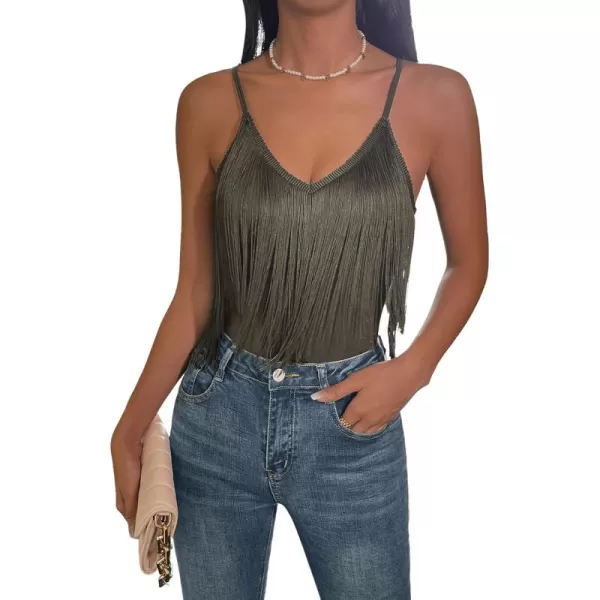 SweatyRocks Women's Fringe Sleeveless Boho Tassel Tank Top Slim Fit Cami Halter Tops