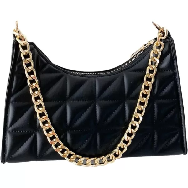 SweatyRocks Women's Geo Quilted Detail Handbag Small Shoulder Handbags Solid Clutch Purse Square Bags