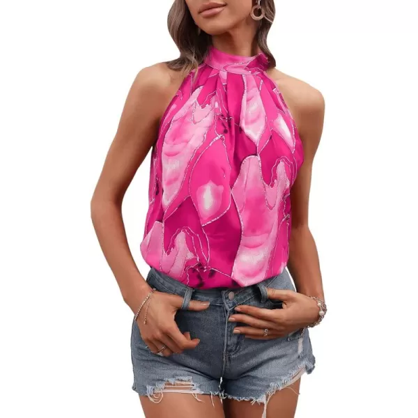 SweatyRocks Women's Graphic Print Tie Back Halter Top Casual Sleeveless Blouse Shirt