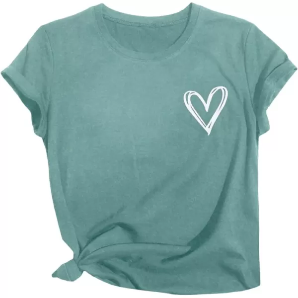 SweatyRocks Women's Heart Print T Shirts Summer Funny Short Sleeve Tops