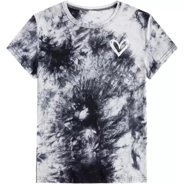 SweatyRocks Women's Heart Print T Shirts Summer Funny Short Sleeve Tops