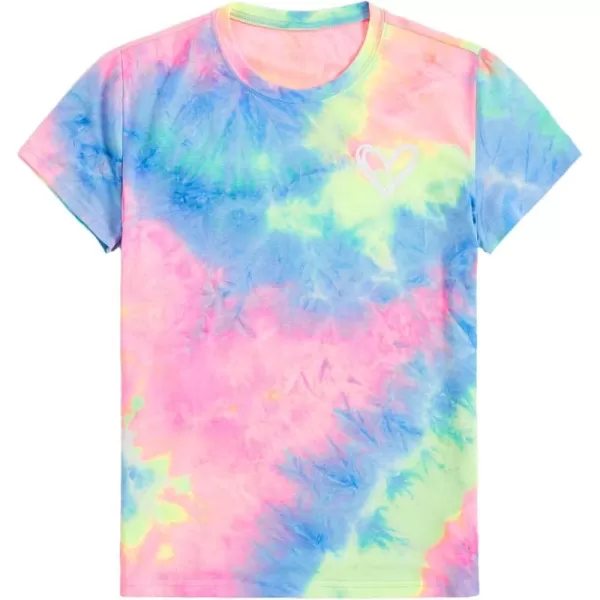 SweatyRocks Women's Heart Print T Shirts Summer Funny Short Sleeve Tops