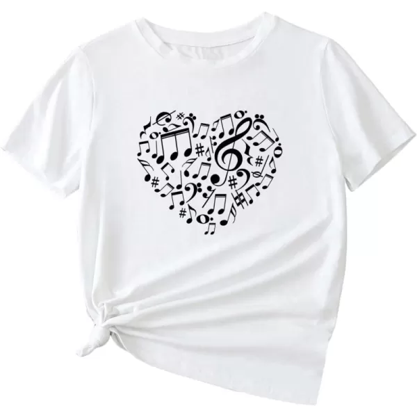 SweatyRocks Women's Heart Print T Shirts Summer Funny Short Sleeve Tops