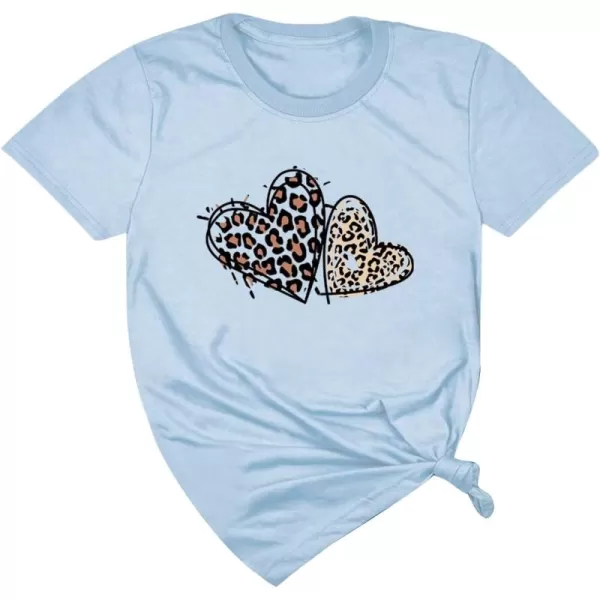 SweatyRocks Women's Heart Print T Shirts Summer Funny Short Sleeve Tops
