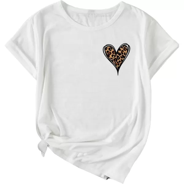 SweatyRocks Women's Heart Print T Shirts Summer Funny Short Sleeve Tops