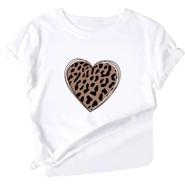 SweatyRocks Women's Heart Print T Shirts Summer Funny Short Sleeve Tops