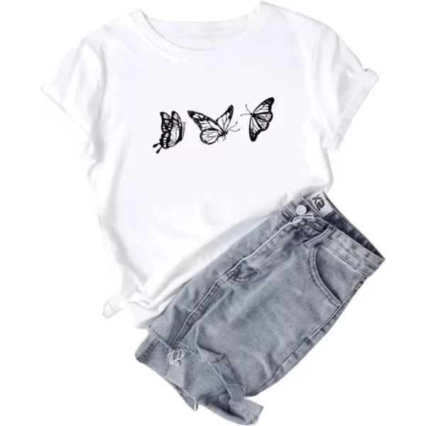 SweatyRocks Women's Heart Print T Shirts Summer Funny Short Sleeve Tops