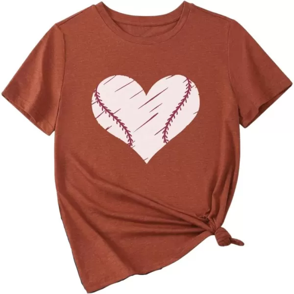 SweatyRocks Women's Heart Print T Shirts Summer Funny Short Sleeve Tops