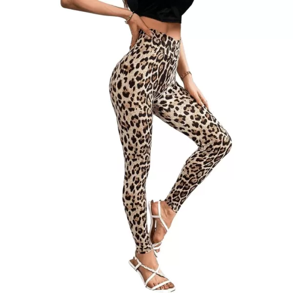 SweatyRocks Women's High Elastic Waisted Plaid Leggings Wide Waistband Stretchy Skinny Work Pants