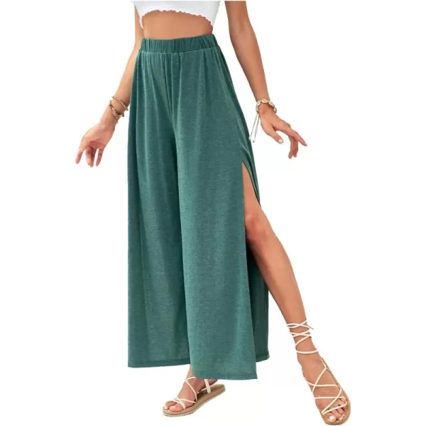 SweatyRocks Women's High Waist Drawstring Split Thigh Wide Leg Palazzo Pants