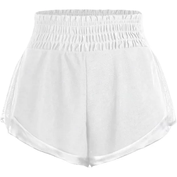 SweatyRocks Women's High Waist Mesh Bikini Bottom Frill Solid Beachwear Casual Bathing Shorts