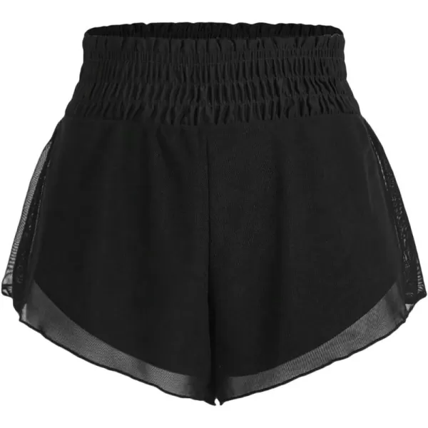SweatyRocks Women's High Waist Mesh Bikini Bottom Frill Solid Beachwear Casual Bathing Shorts