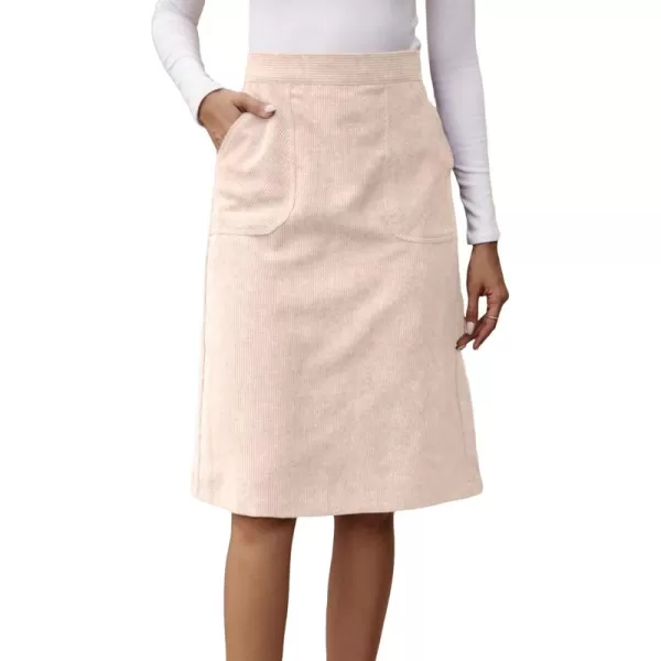SweatyRocks Women's High Waist Straight Midi Skirt Split Hem Corduroy Skirts with Pockets
