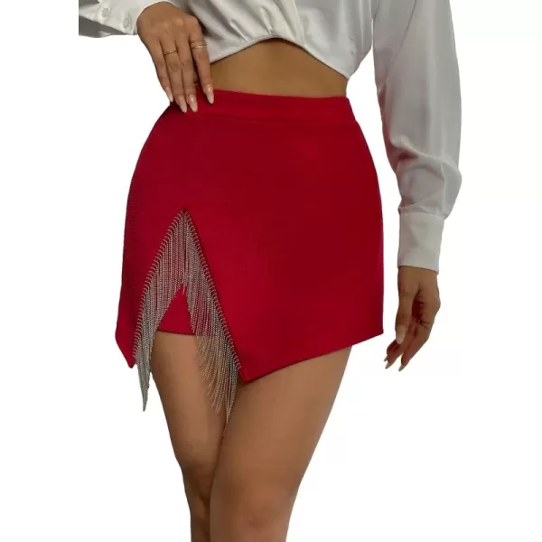 SweatyRocks Women's High Waisted Asymmetrical Wrap Hem Glitter Skorts Skirt with Shorts