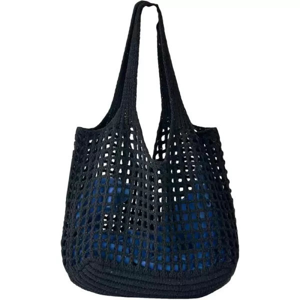 SweatyRocks Women's Large Hollow Out Shoulder Bag Knitted Crochet Mesh Shopping Tote Beach Bags