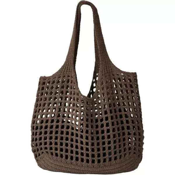 SweatyRocks Women's Large Hollow Out Shoulder Bag Knitted Crochet Mesh Shopping Tote Beach Bags