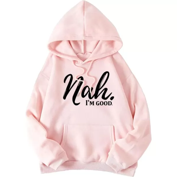 SweatyRocks Women's Letter Print Long Sleeve Drop Shoulder Pocket Front Drawstring Hooded Sweatshirts