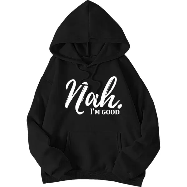SweatyRocks Women's Letter Print Long Sleeve Drop Shoulder Pocket Front Drawstring Hooded Sweatshirts