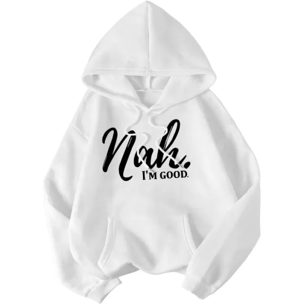 SweatyRocks Women's Letter Print Long Sleeve Drop Shoulder Pocket Front Drawstring Hooded Sweatshirts