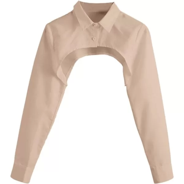 SweatyRocks Women's Long Sleeve Button Front Collared Ultra Crop Blouse Shirt Top