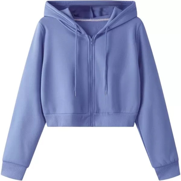 SweatyRocks Women's Long Sleeve Drawstring Full Zip Hooded Jacket Crop Sweatshirt