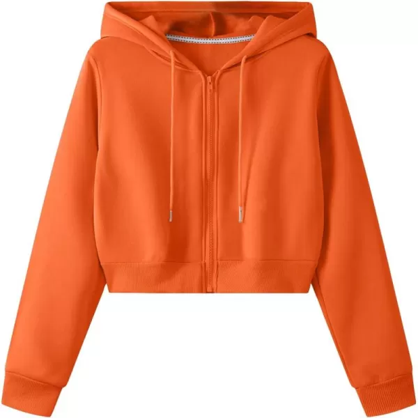 SweatyRocks Women's Long Sleeve Drawstring Full Zip Hooded Jacket Crop Sweatshirt