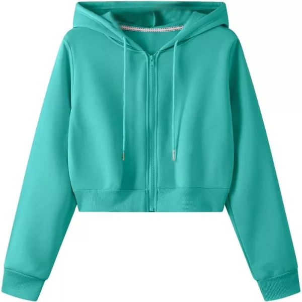 SweatyRocks Women's Long Sleeve Drawstring Full Zip Hooded Jacket Crop Sweatshirt
