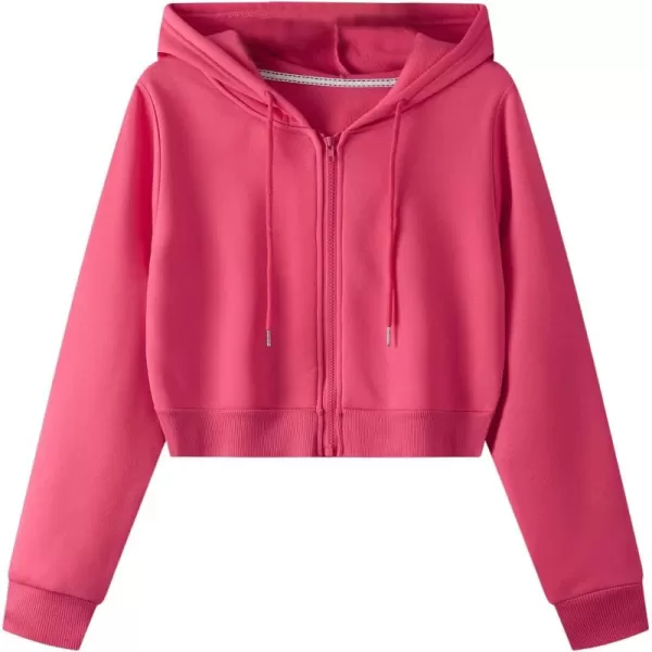 SweatyRocks Women's Long Sleeve Drawstring Full Zip Hooded Jacket Crop Sweatshirt