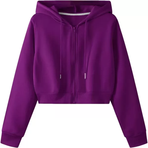 SweatyRocks Women's Long Sleeve Drawstring Full Zip Hooded Jacket Crop Sweatshirt