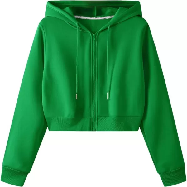 SweatyRocks Women's Long Sleeve Drawstring Full Zip Hooded Jacket Crop Sweatshirt