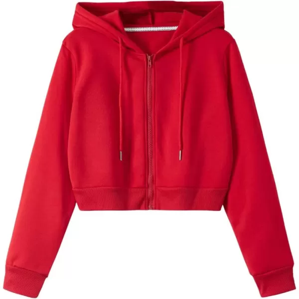 SweatyRocks Women's Long Sleeve Drawstring Full Zip Hooded Jacket Crop Sweatshirt
